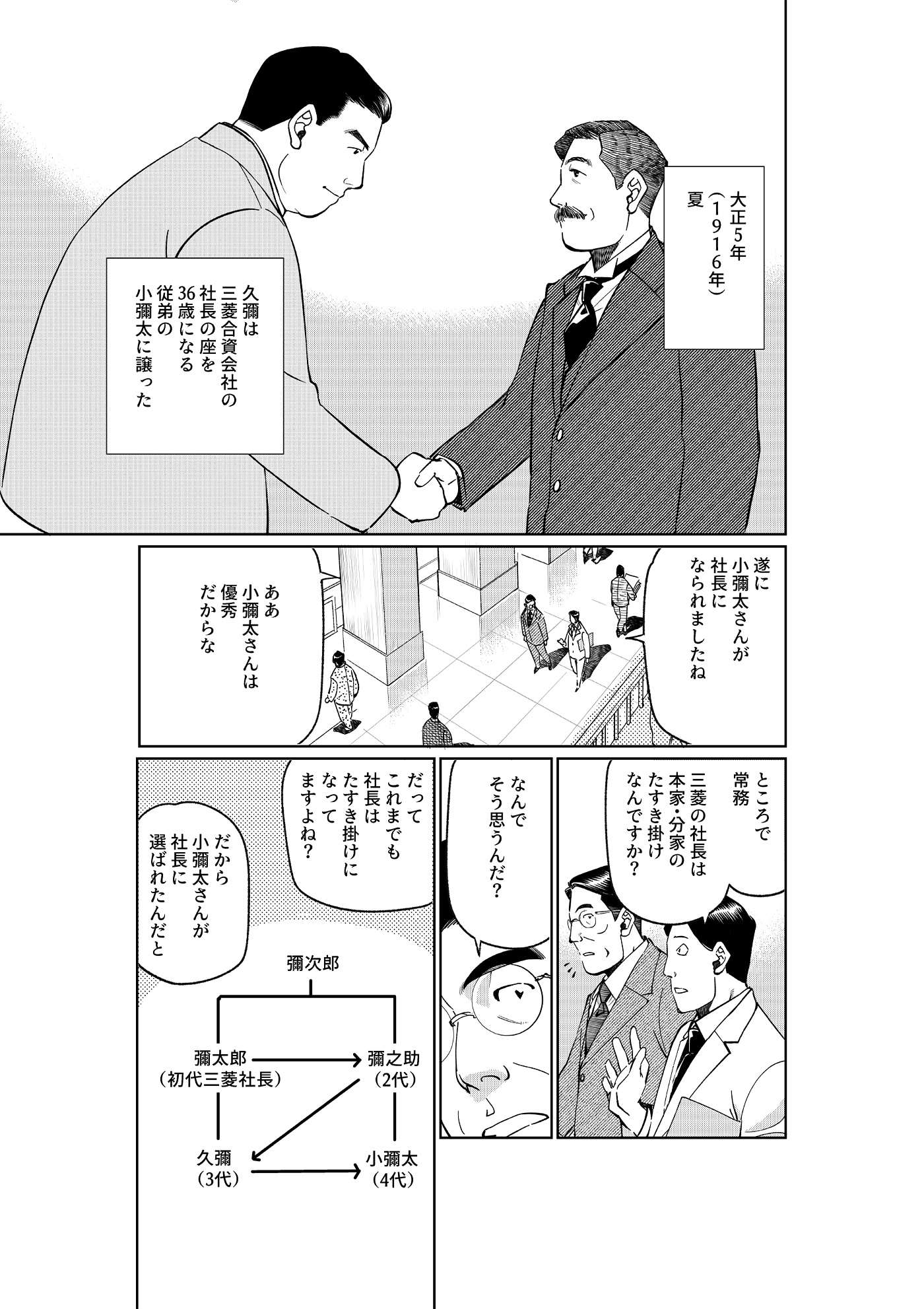 漫画「千年くすのき」小彌太編 第15話 三菱合資会社と分系会社 2ページ目
