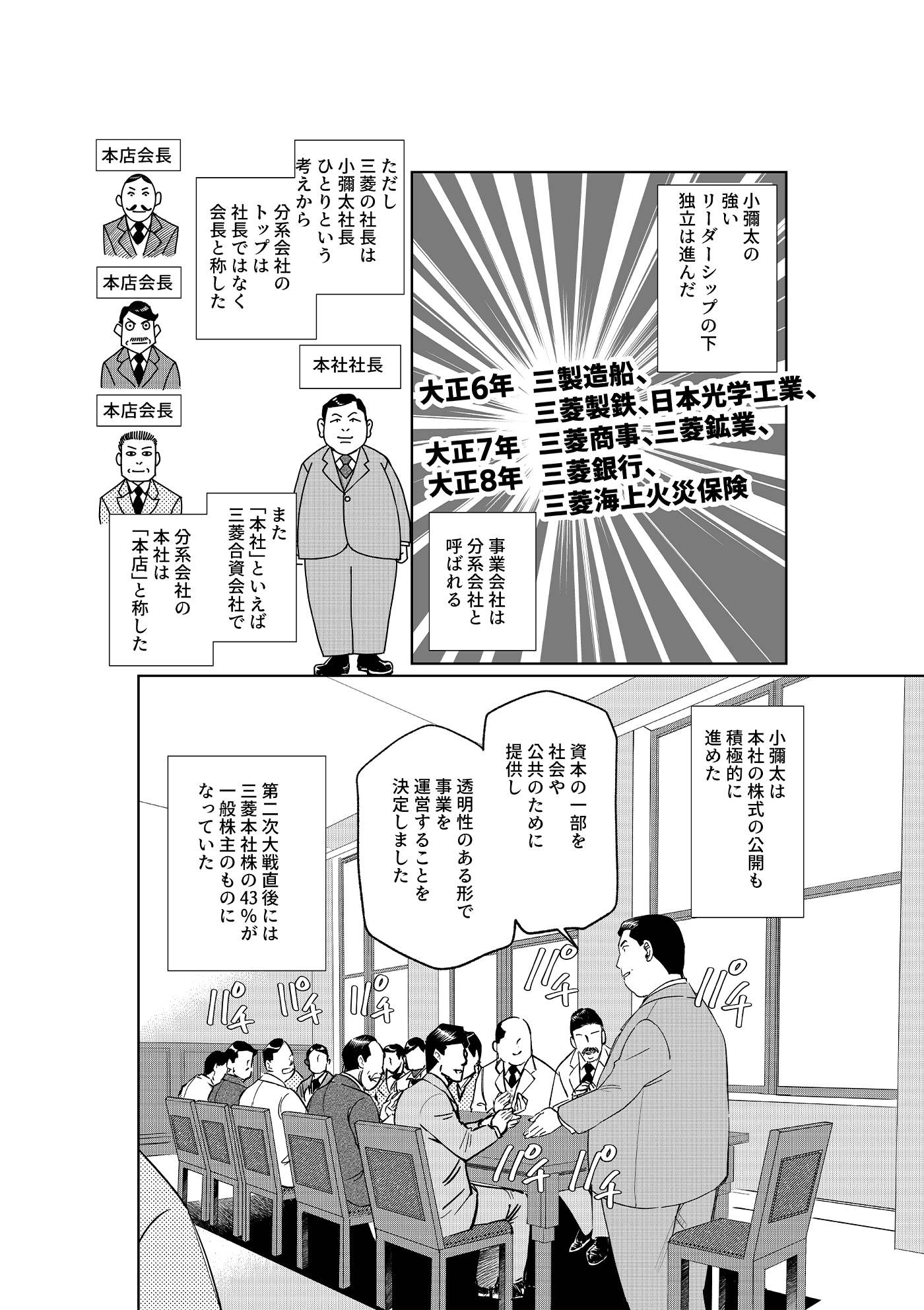 漫画「千年くすのき」小彌太編 第15話 三菱合資会社と分系会社 5ページ目